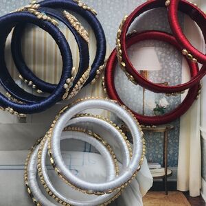 Elegant Navy, Red, and White Bangles Churee Bracelets